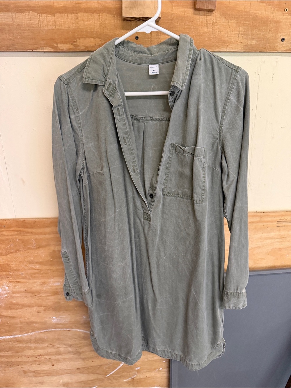 Old Navy Olive Green Long Sleeve Mini Dress